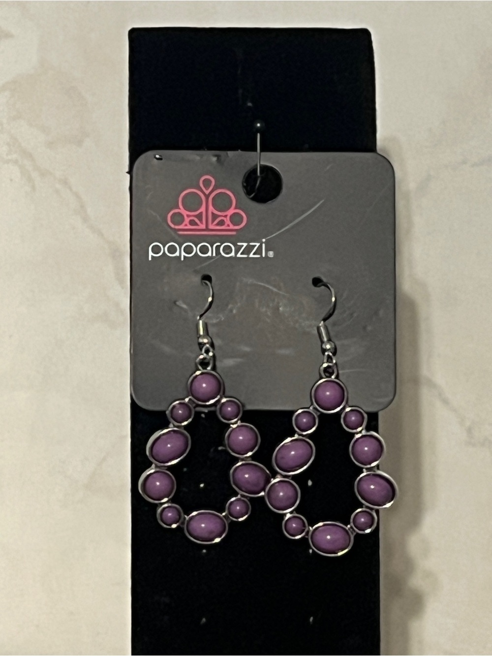 Paparazzi Purple Oval Beaded Drop Earrings